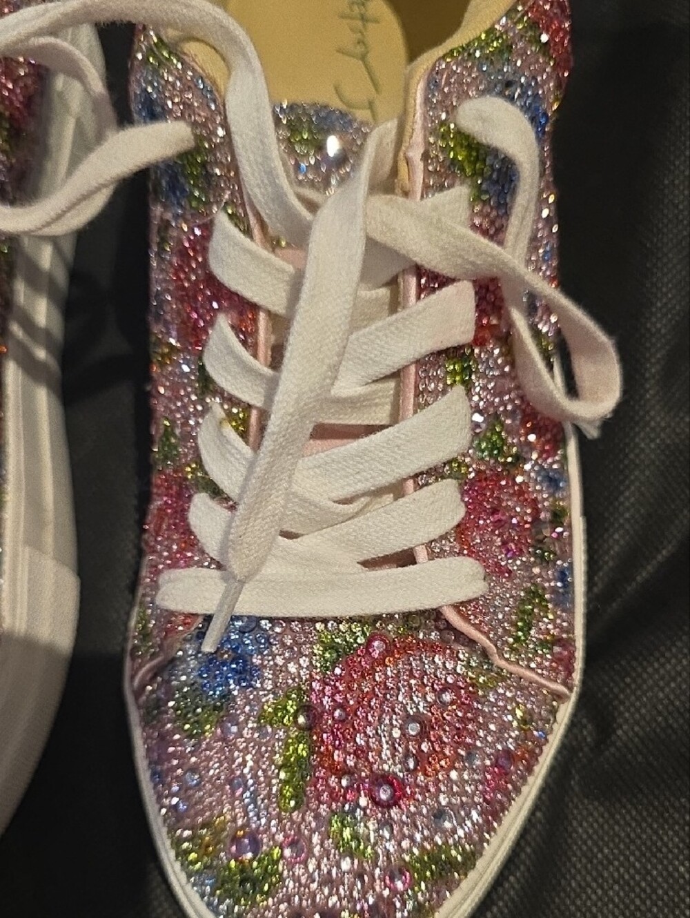Betsey Johnson Pink Multi Crystal Floral Sneakers - Picture 4 of 7